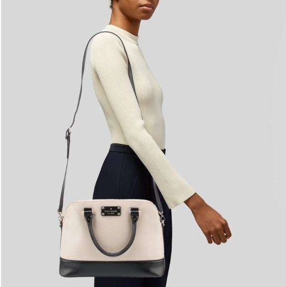 🆕 Kate Spade Alessa Berkeley Lane Leather Crossbody & Handbag. Black & Ivory. - Picture 13 of 15